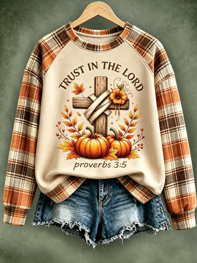 Women'S Casual Pumpkin Print Autumn Top