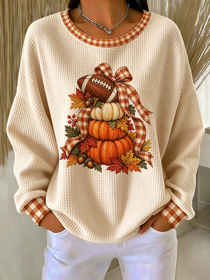 Women'S Autumn Season Waffle Sweatshirt