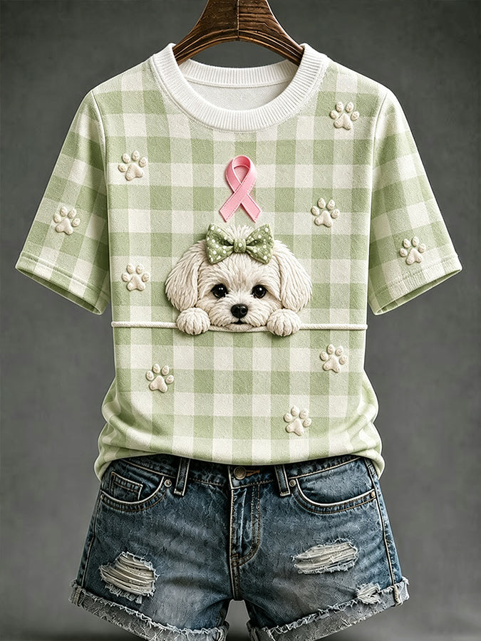 Women's Retro Dog Printed T-shirt