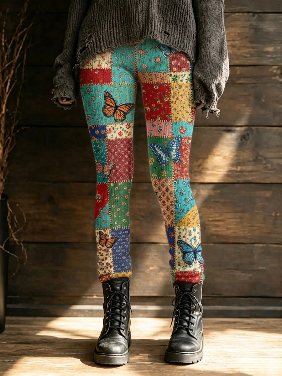 Women's Retro  Butterfly Pattern Printed Leggings