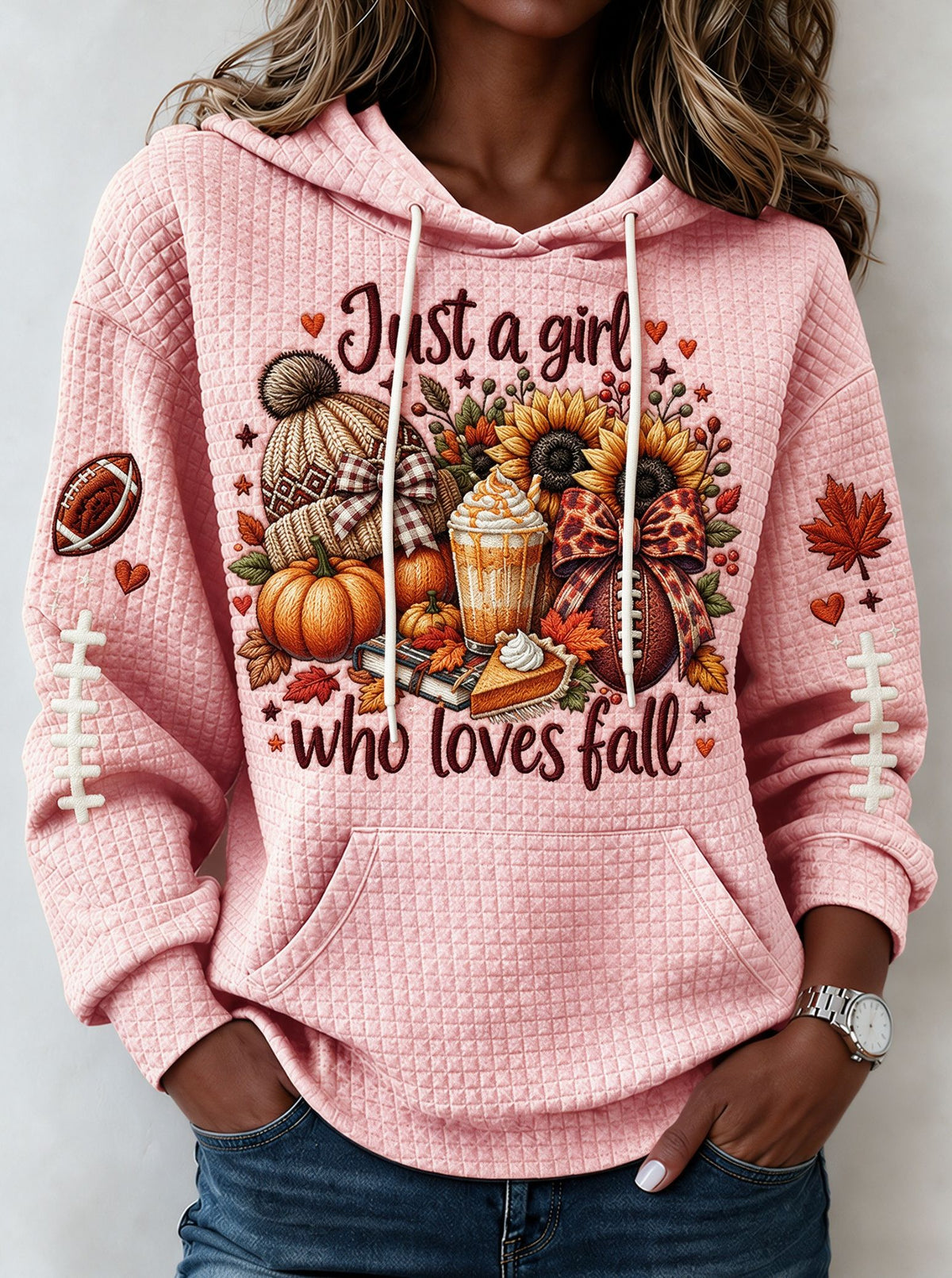 Women'S Just A Girl Who Loves Fall Football Hoodie