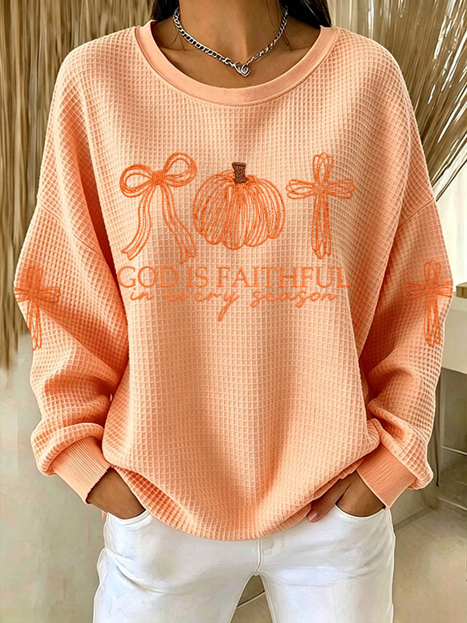 Women'S GOD IS FAITHFUL In Every Season Waffle Sweatshirt