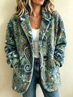 Women's Western-Style Vintage Print Flannel Jacket