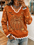Women'S Autumn Pumpkin Maple Leaf Top
