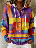 Women'S Floral Pattern Casual Knitted Cardigan