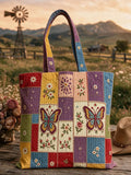 Butterfly Flower Pattern Casual Canvas Bag