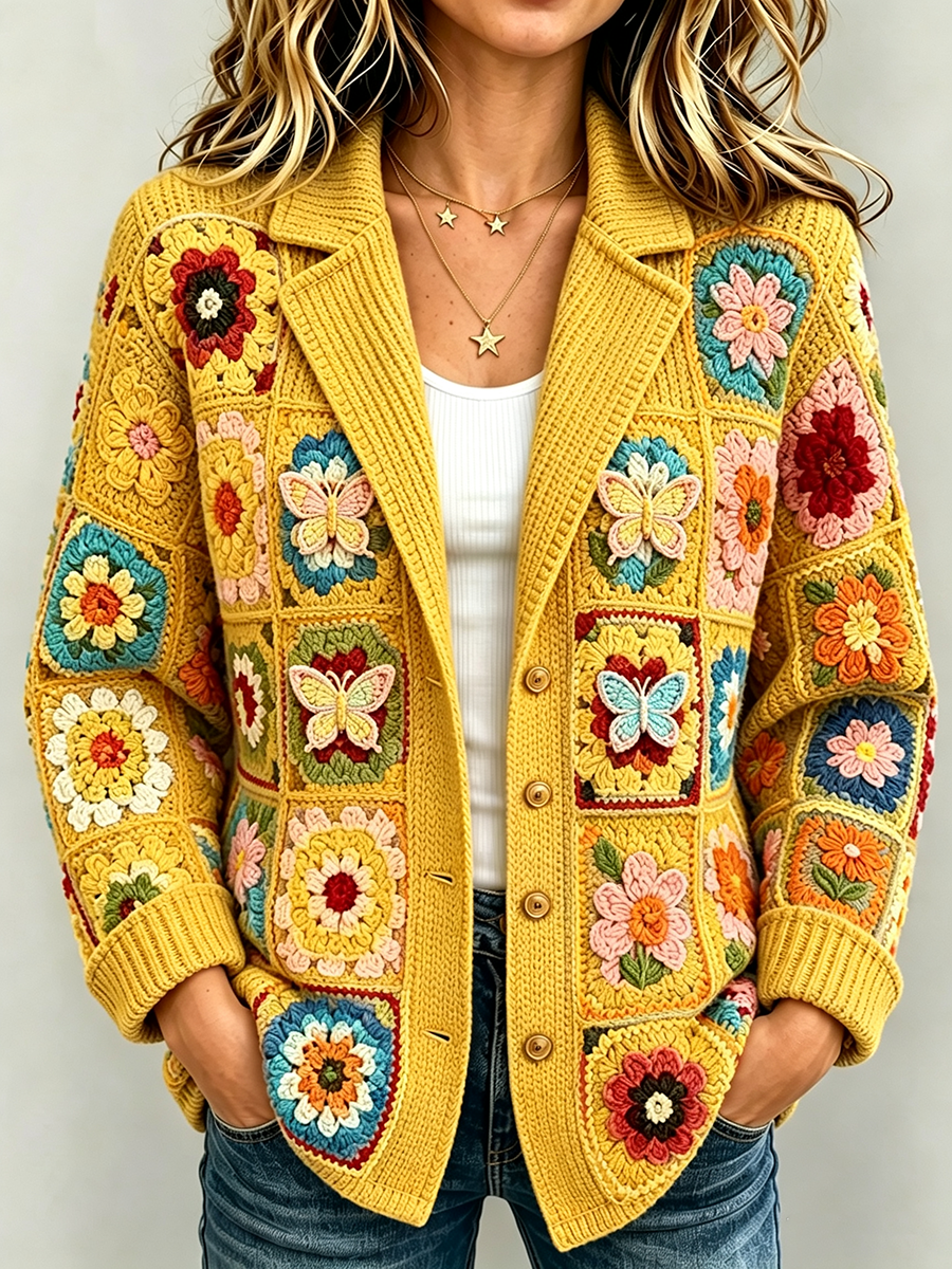 Women's Patchwork Art Knitted Cardigan