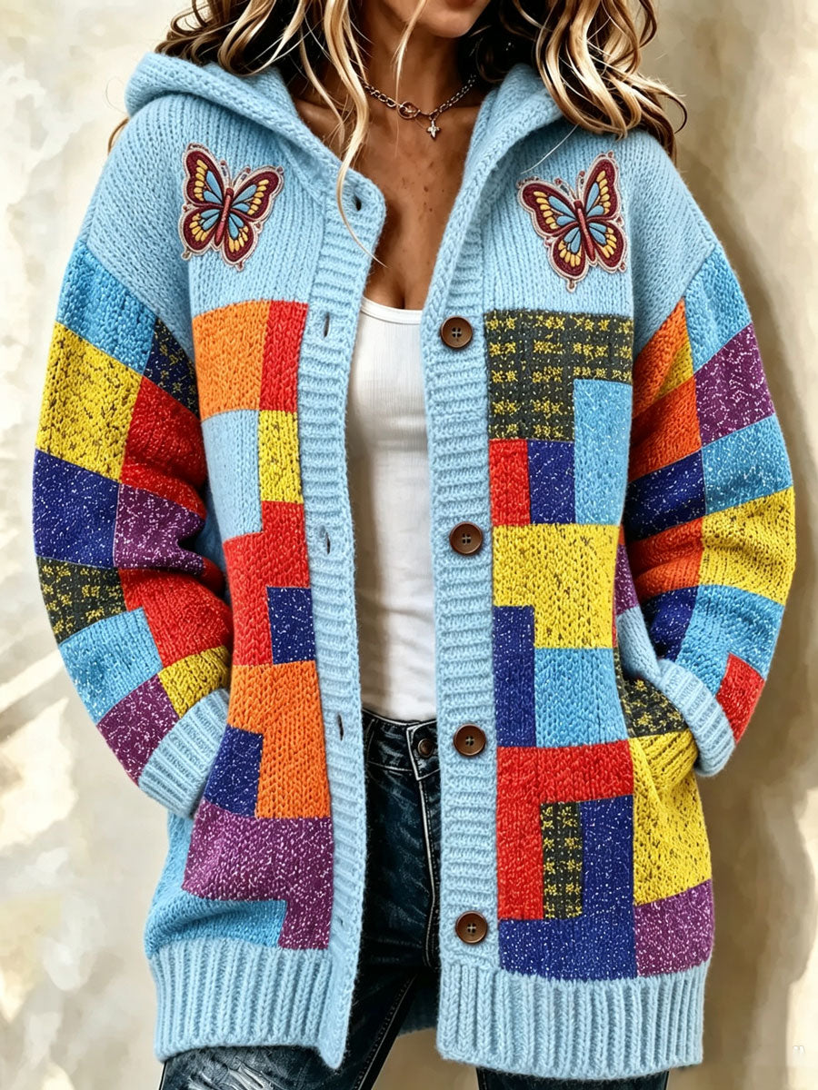 Women'S Butterfly Pattern Casual Sweater Long Cardigan