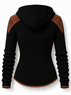 Women'S Contrasting Printed Zipper Hoodie