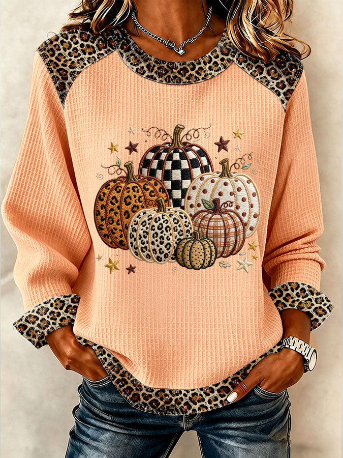 Women'S Pumpkin Printed Casual Long Sleeve Top
