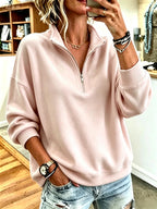 Women's Casual Stand Collar Plain Sweatshirt