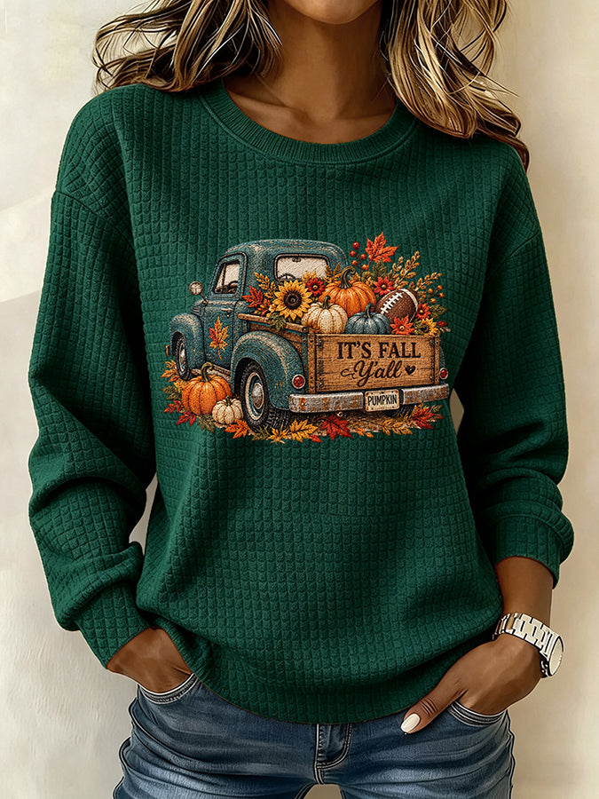 Women'S Autumn Football Fan Square Long Sleeved Round Neck Sports Shirt