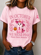 Women's In October We Wear Pink Printed Casual T-Shirt