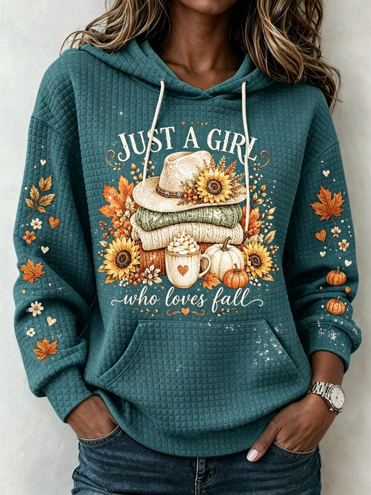 Women'S Just A Girl Who Loves Fall Sunflower Hoodie