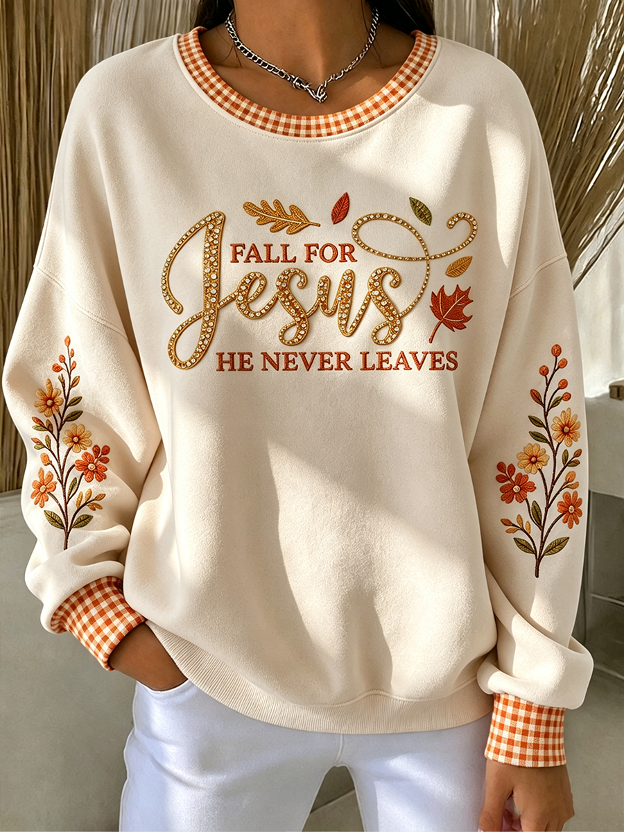Women's Letter Floral Pattern Comfortable Round Neck Sports Shirt