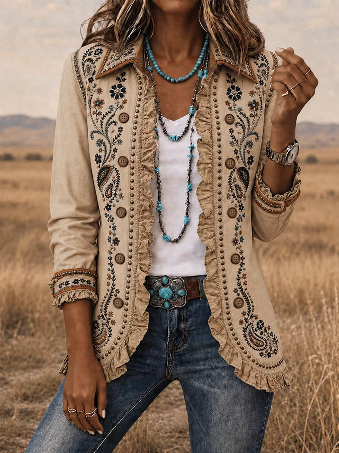 Women's Western Pattern Print Jacket