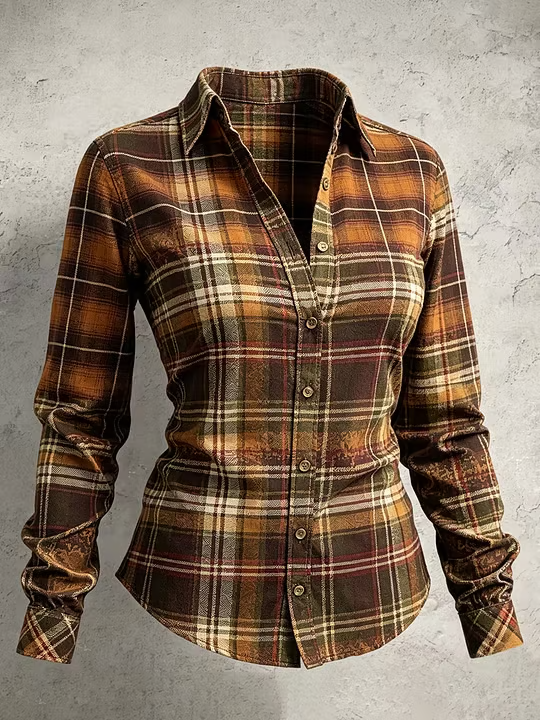 Women's Casual Plaid Print Sweatshirt