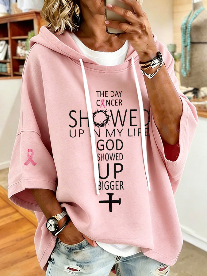 Women's Breast Cancer Faith Print Hoodie