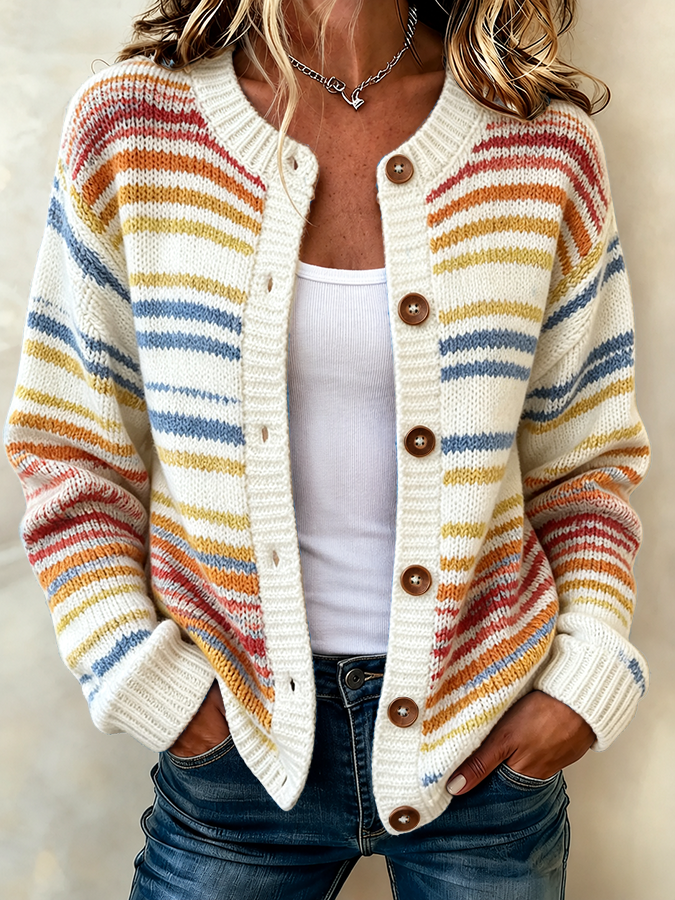 Women'S Casual Prints Knitted Cardigan Top