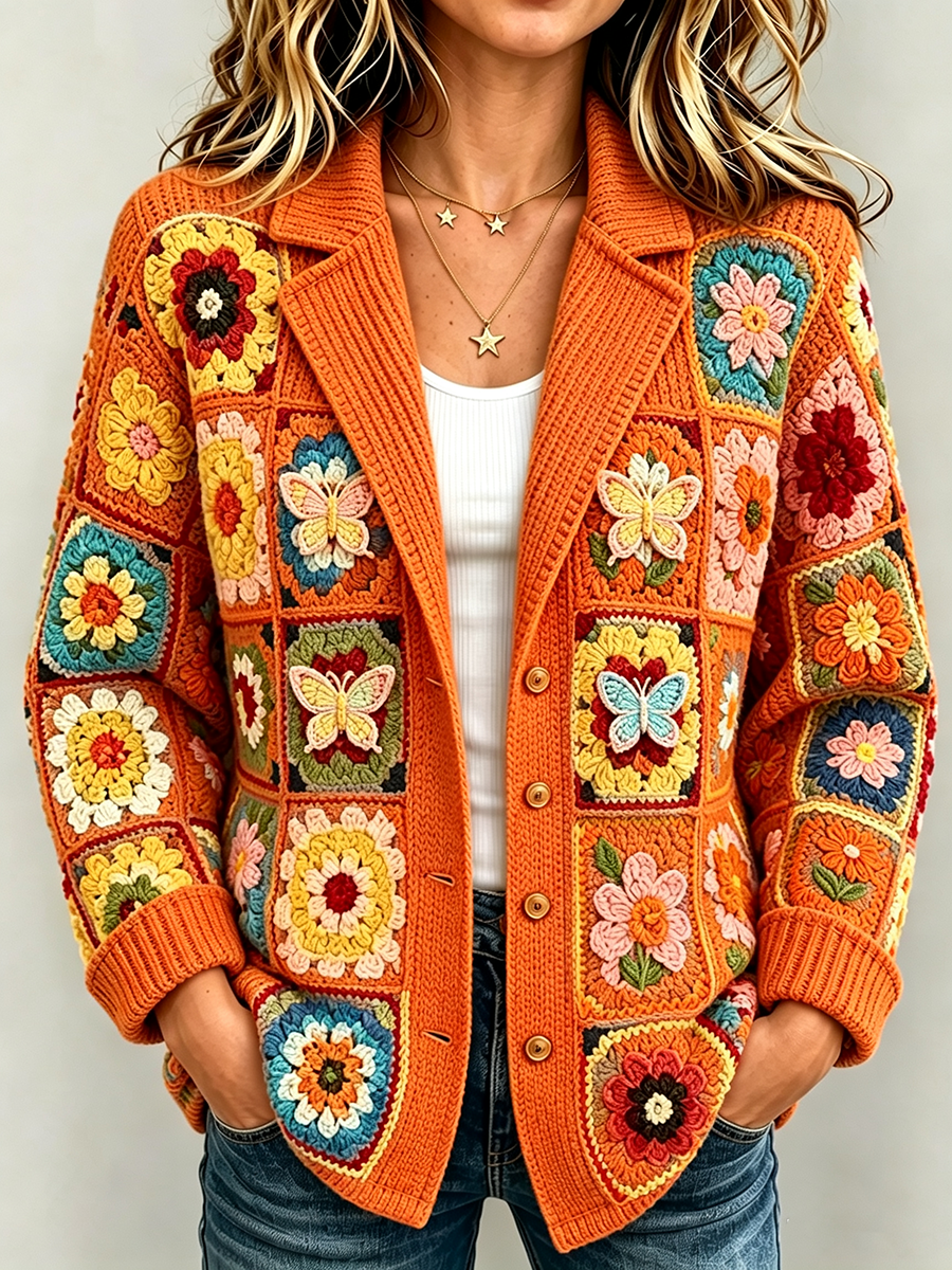Women's Patchwork Art Knitted Cardigan