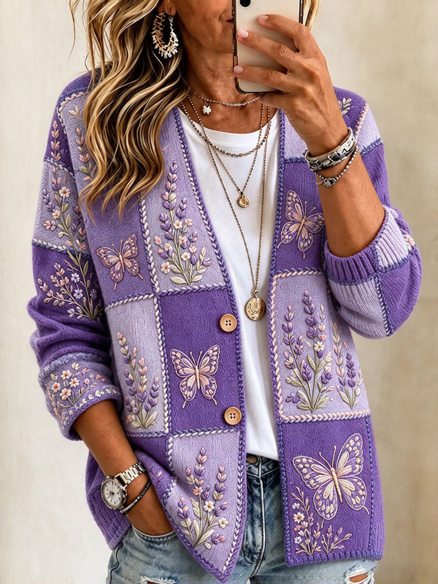 Women's Patchwork Art Knitted Cardigan