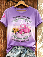 Women'S Pink Art Printed Casual T-Shirt