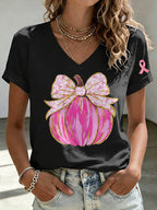 Women's Pink pumpkin Print T-shirt