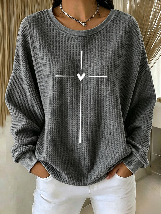 Women's Faith Cross Waffle Sweatshirt