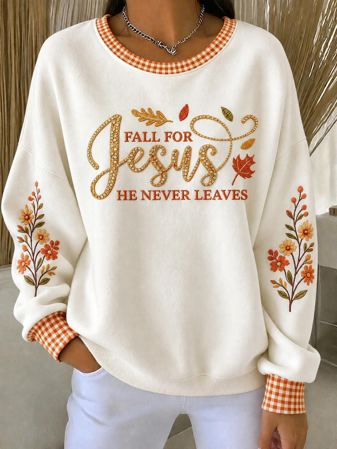 Women's Letter Floral Pattern Comfortable Round Neck Sports Shirt