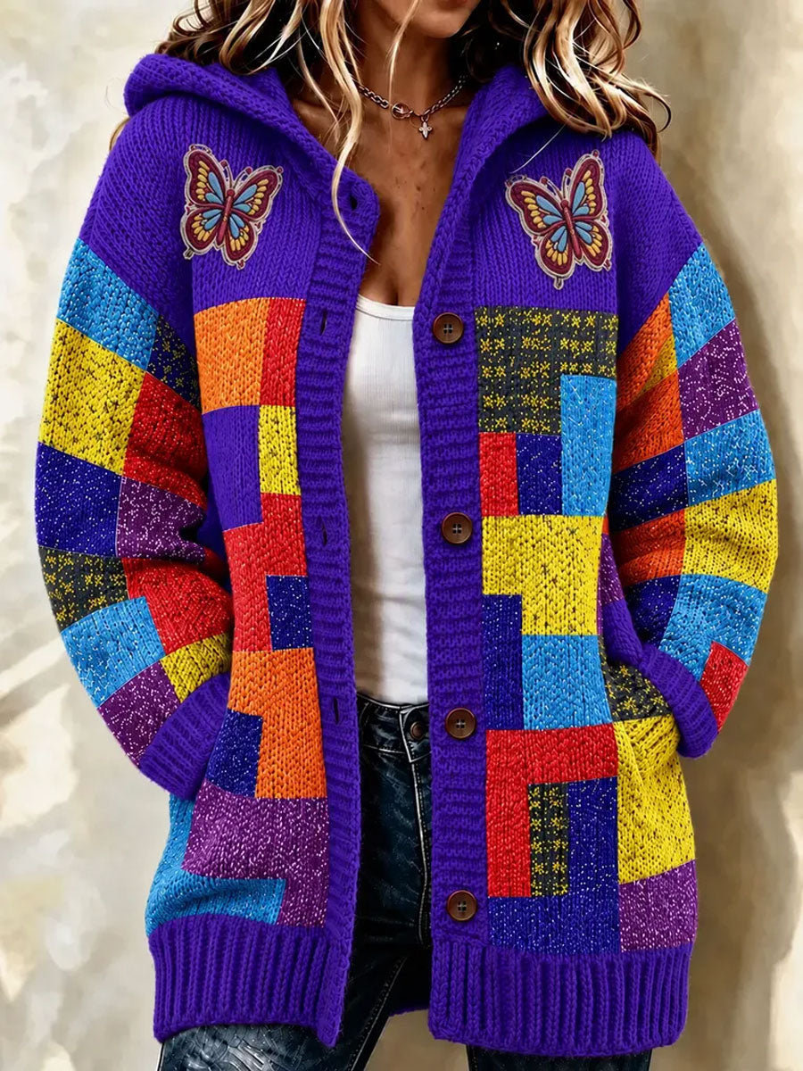 Women'S Butterfly Pattern Casual Sweater Long Cardigan