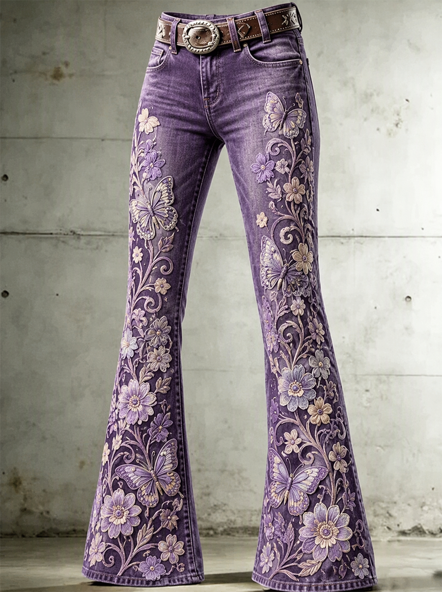 Women's Floral Pattern Jeans