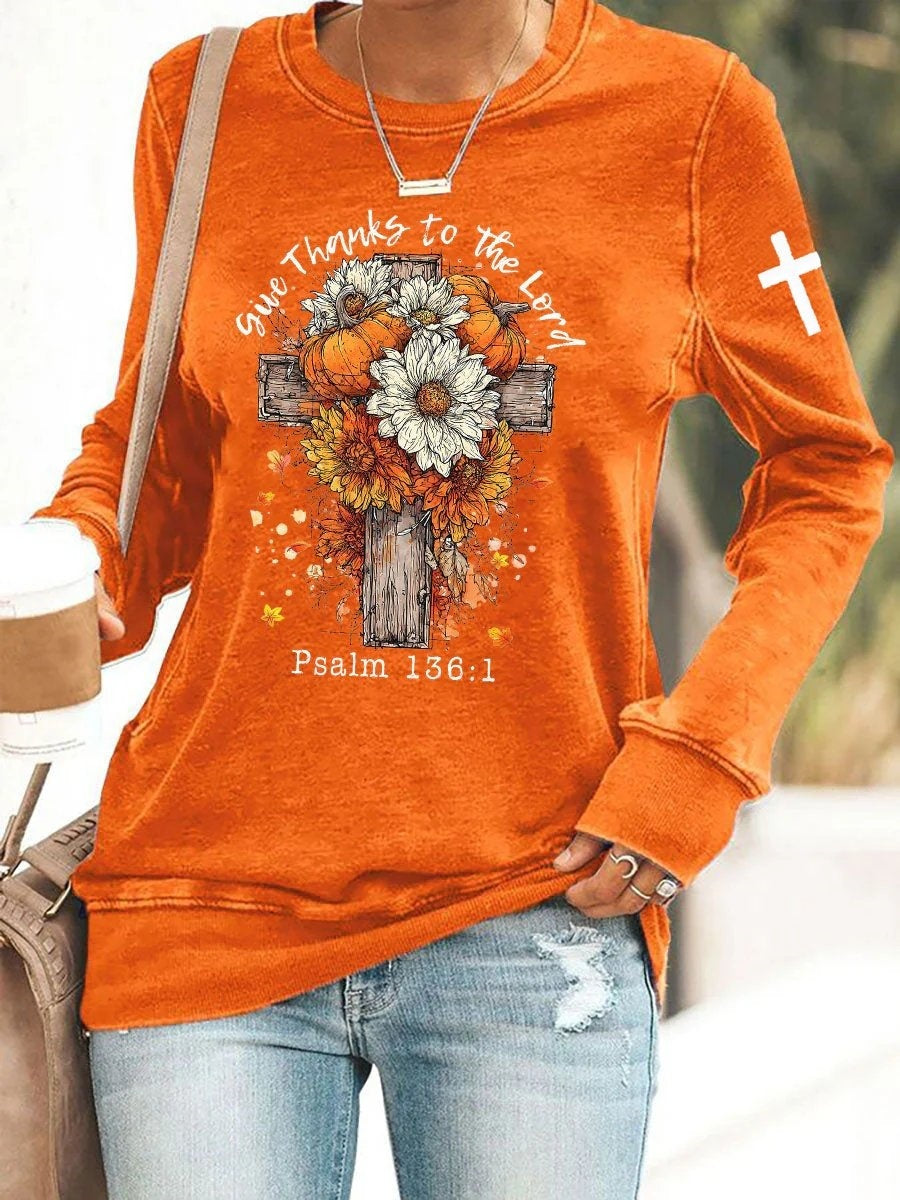 Women's Fall-Themed Printed Sweatshirt