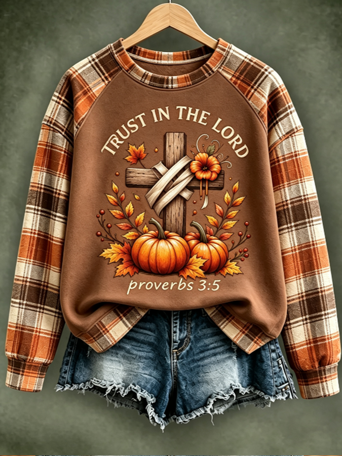 Women'S Casual Pumpkin Print Autumn Top