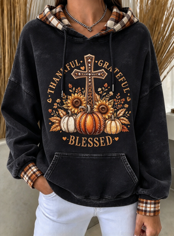 Women'S Autumn Faith Art Printed Hoodie