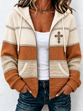 Women'S Casual Striped Faith Hooded Zipper Jacket