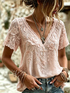 Women'S Cotton And Linen Floral Faith Casual Top