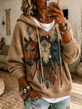 Women'S Vintage Western Style Print Sweatshirt For Autumn