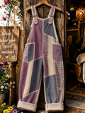 Women'S Patchwork Pattern Print Overalls