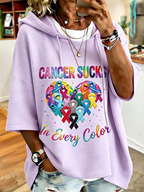 Women'S Multi-Color Ribbon Cancer Awareness Printed Hoodie