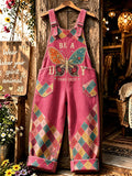 Women'S Art Printed Synthetic Denim Jumpsuit