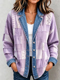 Women'S Autumn Patchwork Printed Knitted Cardigan