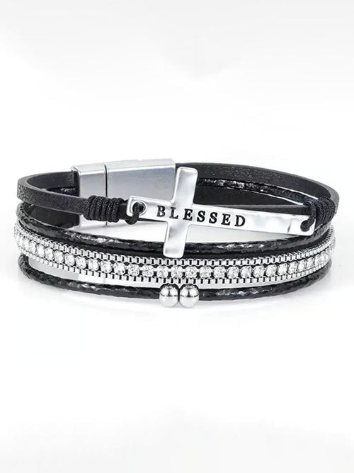 Breast Cancer Prevention And Control Propaganda Belief Cross Multi Layer Bracelet