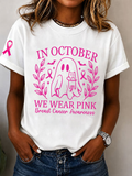 Women's In October We Wear Pink Printed Casual T-Shirt