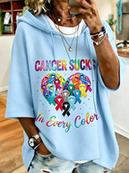 Women'S Multi-Color Ribbon Cancer Awareness Printed Hoodie