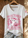 Women'S In October We Wear Pink Print T-Shirt