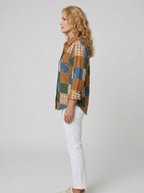 Women's Autumn Aesthetic Patchwork Floral Plaid Printed Shirt