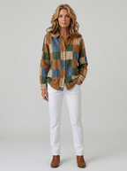 Women's Autumn Aesthetic Patchwork Floral Plaid Printed Shirt
