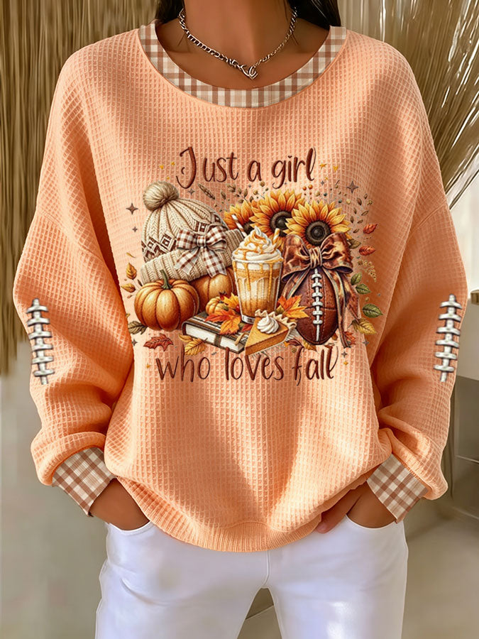 Women'S Fall Print Waffle Sweatshirt