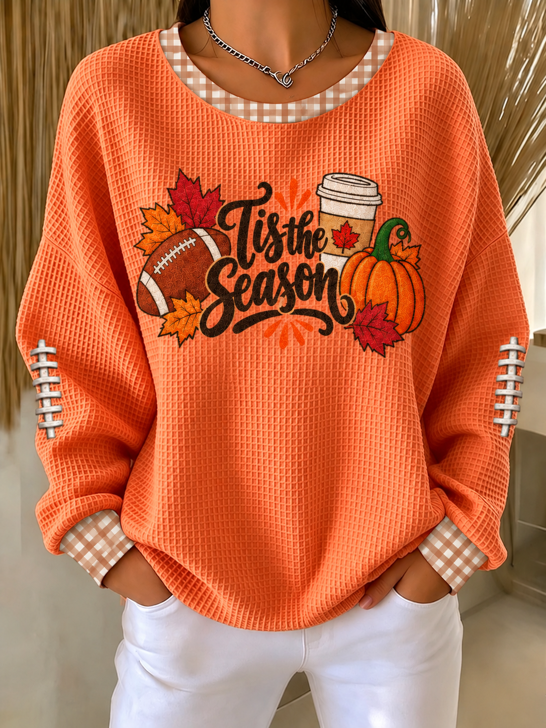 Women's Autumn Combined Rugby Waffle Sweatshirt