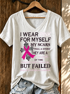 Women'S Belief And Breast Cancer Awareness Support V-Neck T-Shirt